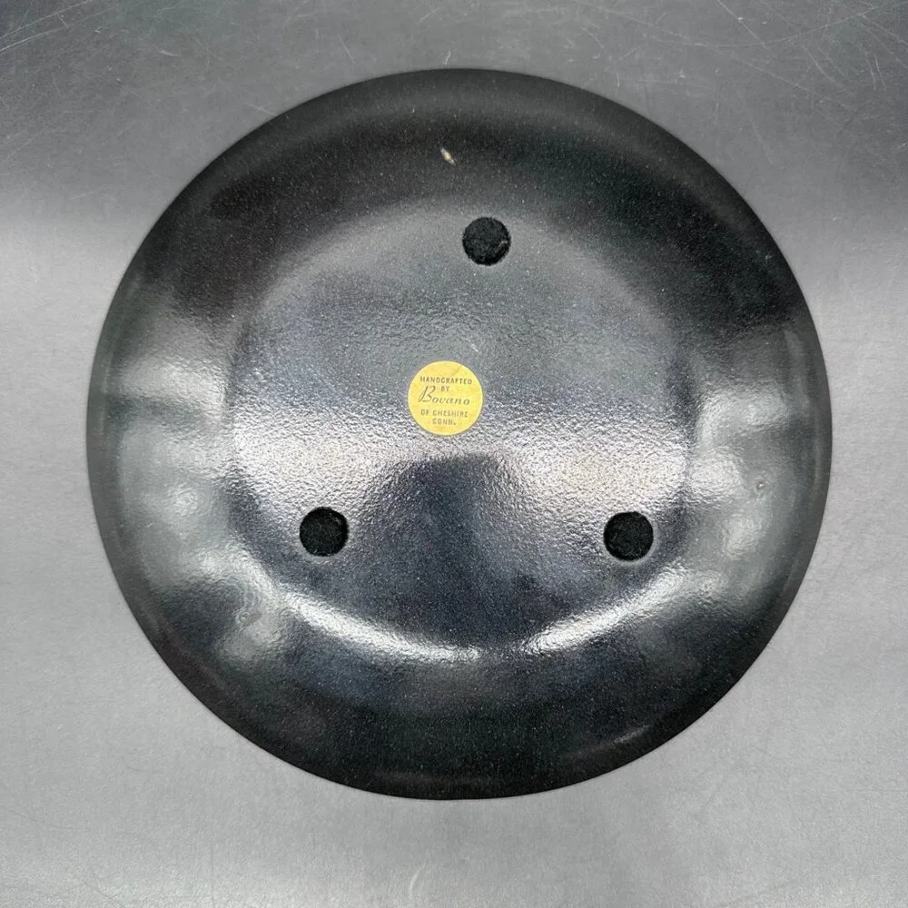 Vintage Bovano of Chester Enamel On Copper Plate Floral Dish White Red Flowers - Picture 3 of 6